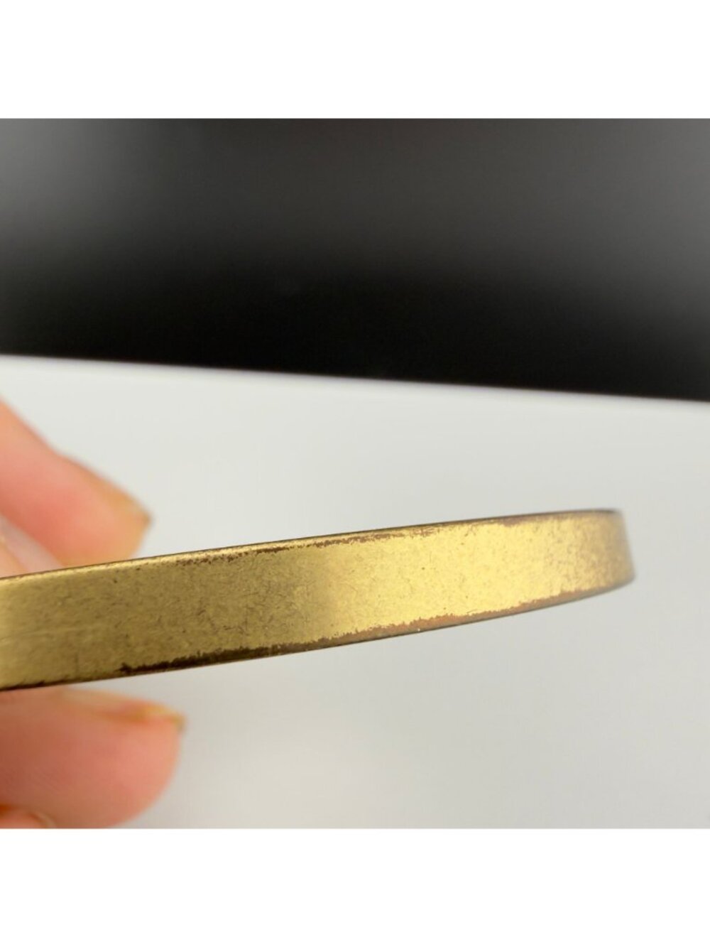 J.Crew Gold Tone Crystal Bangle Bracelet Brushed Minimalist Classic - Picture 3 of 8